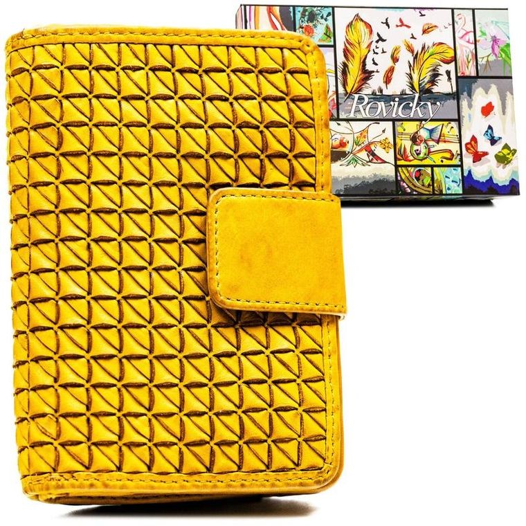 Portfel, żółty, skórzany, Rovicky