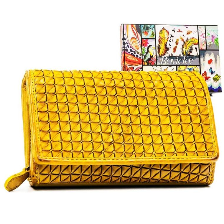 Portfel, żółty, skórzany, Rovicky