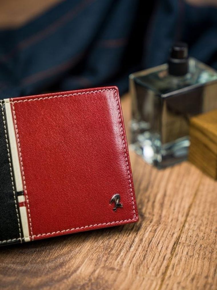 Poziomy portfel męski dwukolorowy ze skóry naturalnej HQ, Rovicky