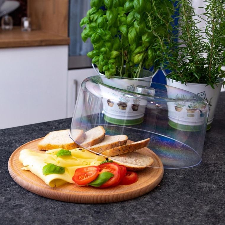 Practic, patera drewniana z kloszem, 30 cm