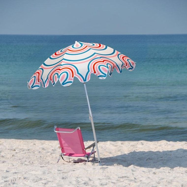 ProGarden, parasol plażowo-ogrodowy, pasek niebiesko-różowy, 160 cm