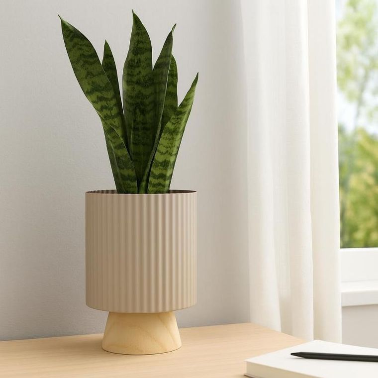 ProGarden, Stöda, metalowa doniczka z drewnianą podstawką, 18-23 cm