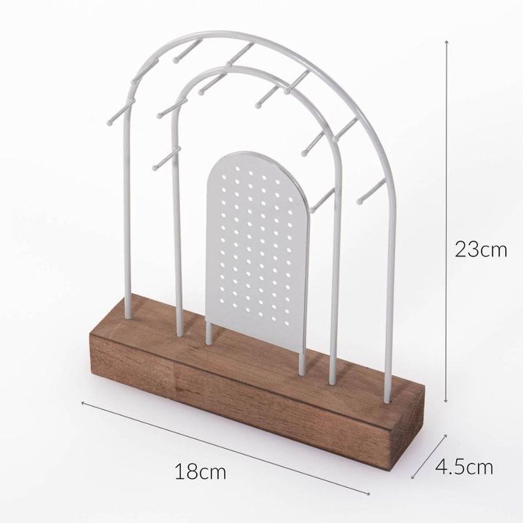 Progarden, stojak na biżuterię, metalowy, drewniana podstawka, 18-4,5 cm
