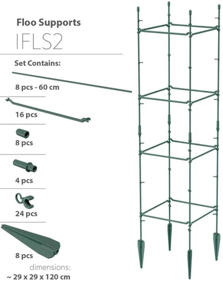 Prosperplast, Floo Supports, podpora do roślin, zielony leśny, 29-29-120 cm