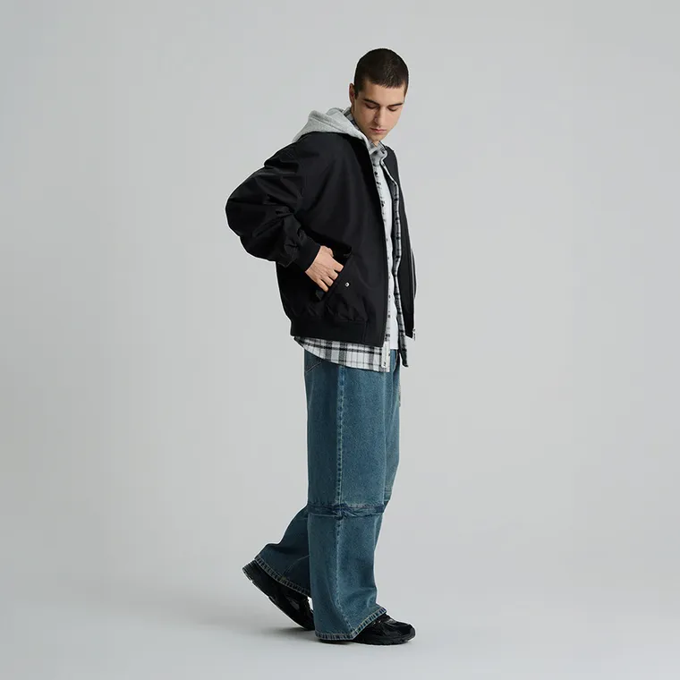 Przejściowa kurtka bomberka unisex z odpinanym kapturem NOWEAR