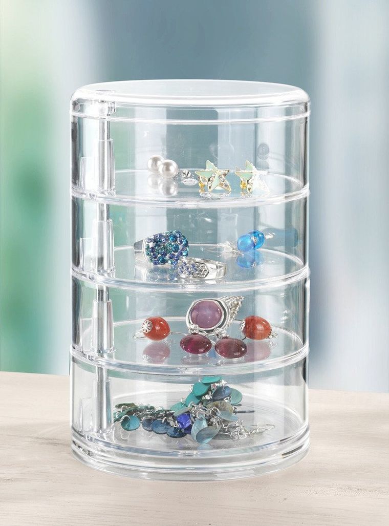 Pudełko, pojemnik na kosmetyki, biżuterię, drobiazgi, 4 poziomy