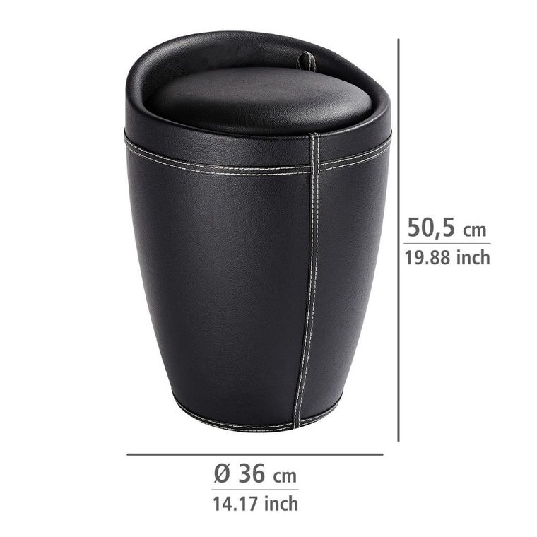 Pufa, kosz na pranie 2w1, Candy, black