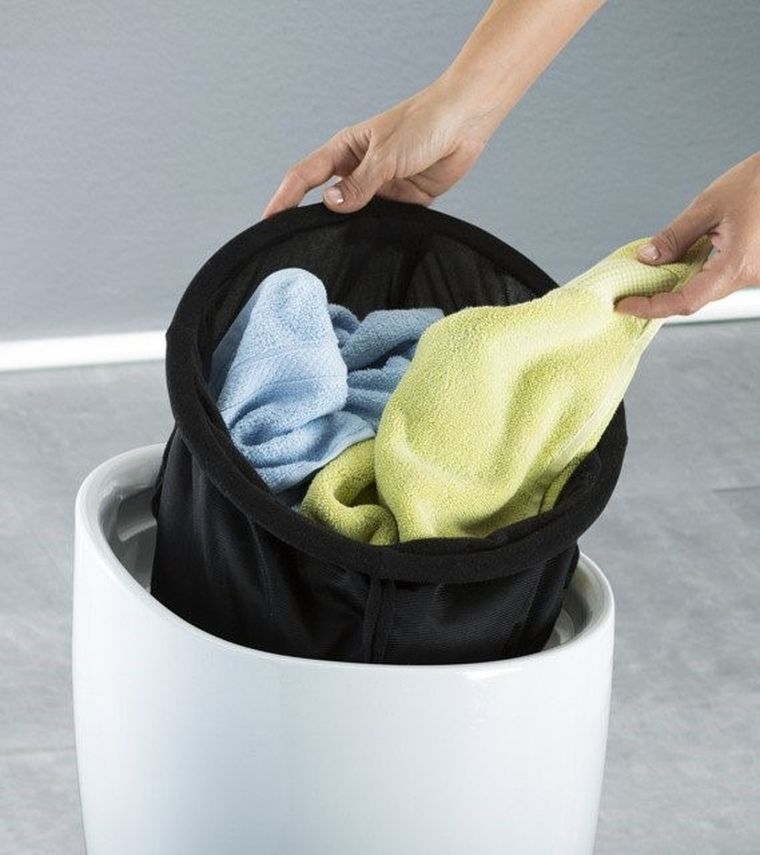 Pufa, kosz na pranie 2w1, Candy, white