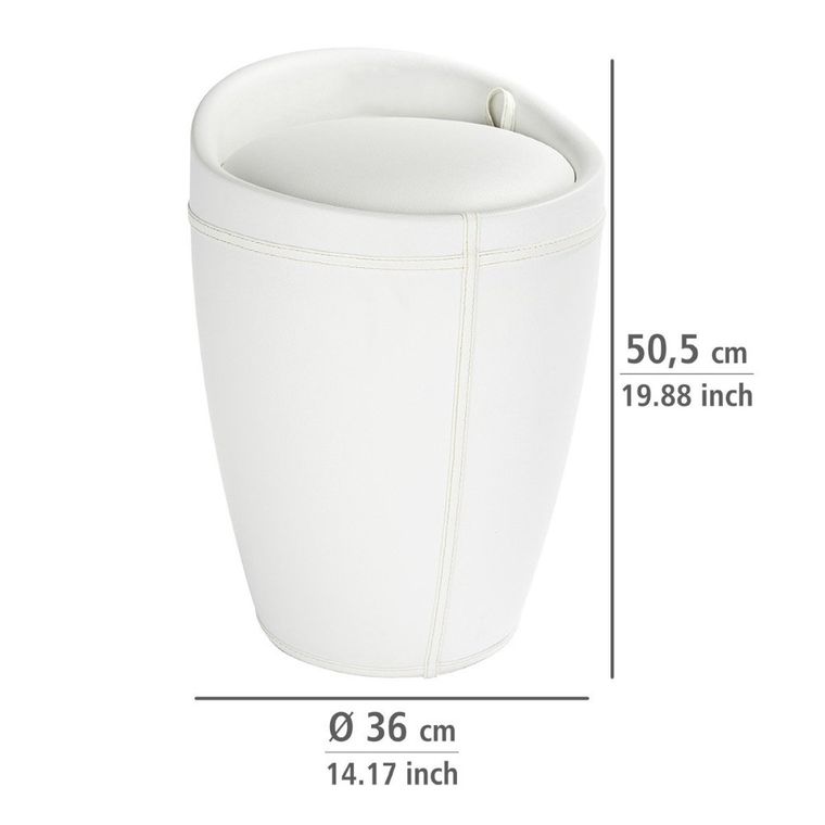 Pufa, kosz na pranie 2w1, Candy, white