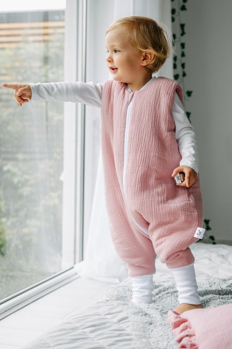 Pulp, Bamboo, śpiworek muślinowy ocieplany z nogawkami, różowy, TOG 2.0, 12-30 m