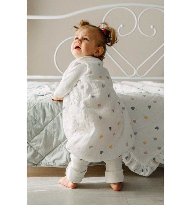 Pulp, Serduszka Kolorowe, śpiworek muślinowy letni z nogawkami, 0.5 TOG, 12-30 m