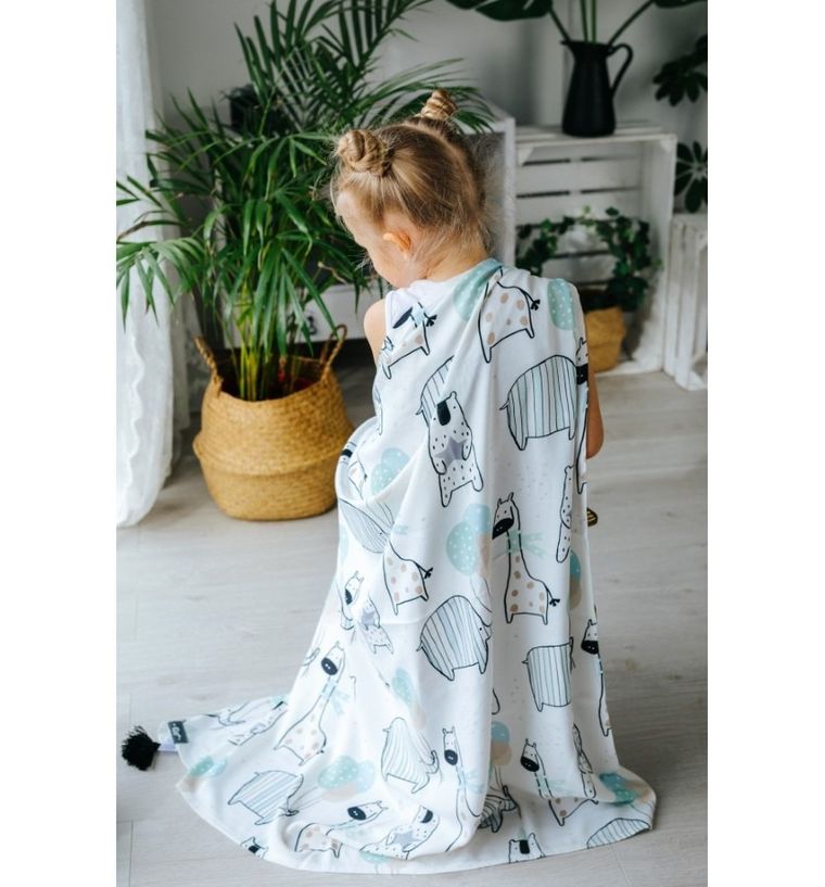 Pulp, Żyrafki, otulacz bawełniany z pomponikami