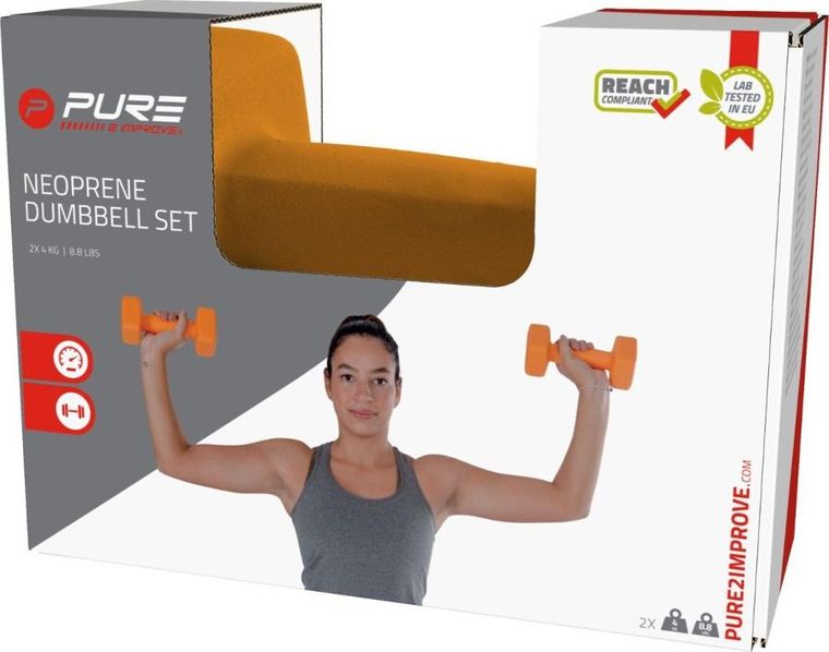 Pure 2 Improve, zestaw hantli neopren, czarny, 2-4kg