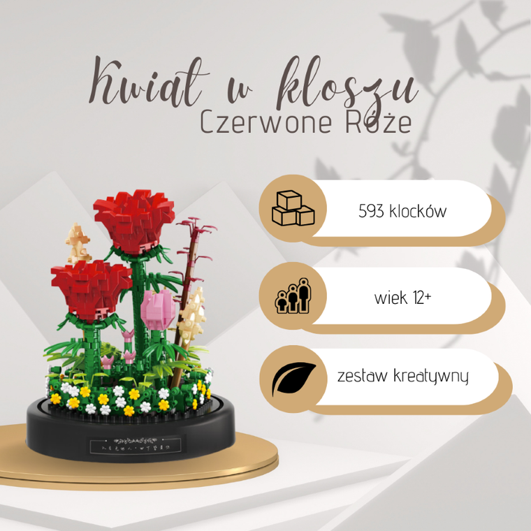 QBI, Czerwone róże, klocki konstrukcyjne, 593 elementów