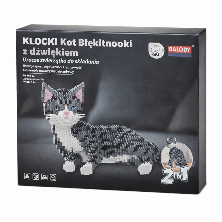 QBI, Kot 2w1 z dźwiękiem, klocki konstrukcyjne, 2302 elementów