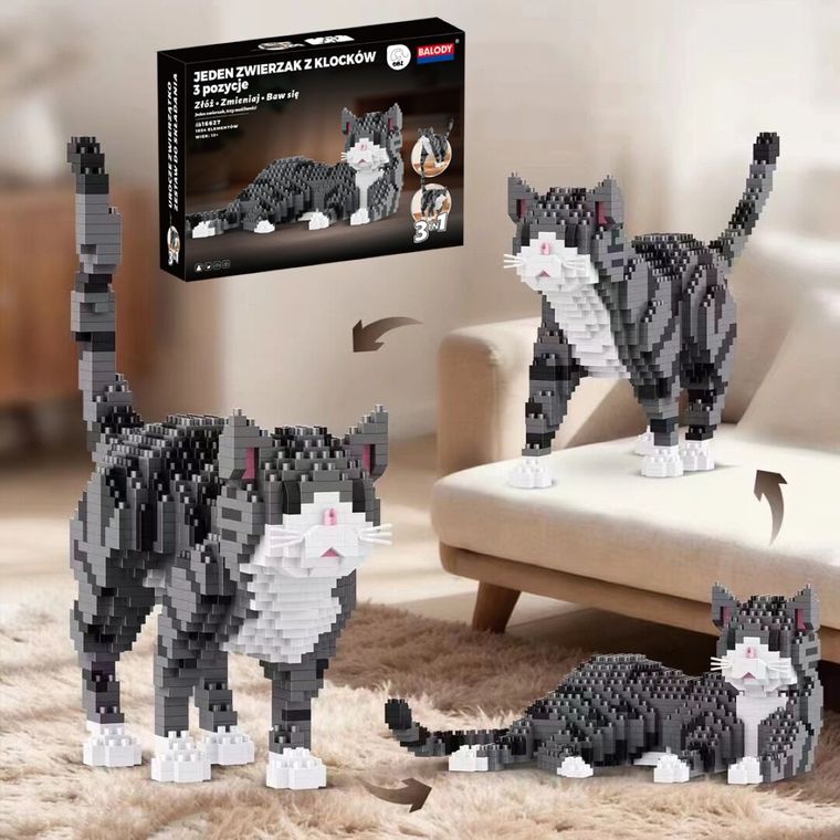 QBI, Kot 3w1, klocki konstrukcyjne, 1054 elementów