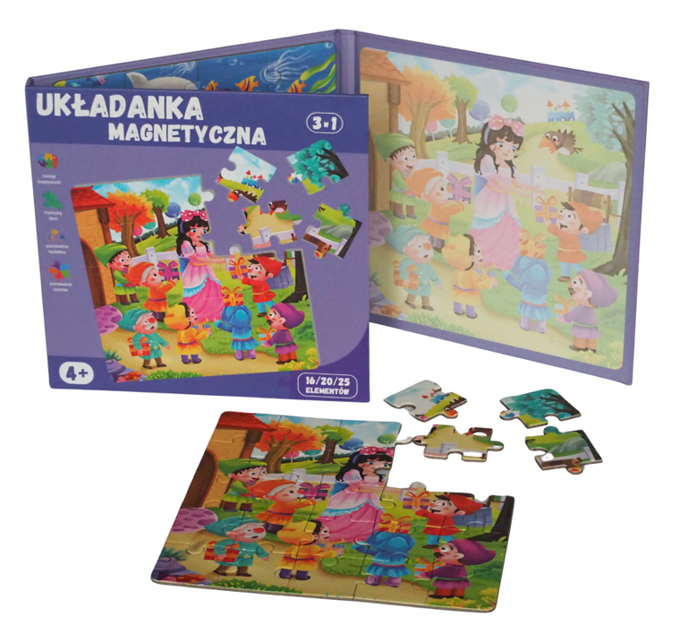 QBI, księżniczki, puzzle magnetyczne, 16+20+25 elementów