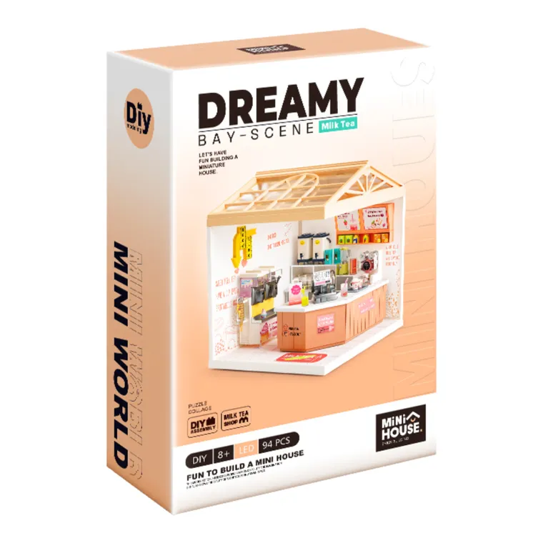 QBI, miniaturowy domek LED, lodziarnia, puzzle 3D, 94 elementów