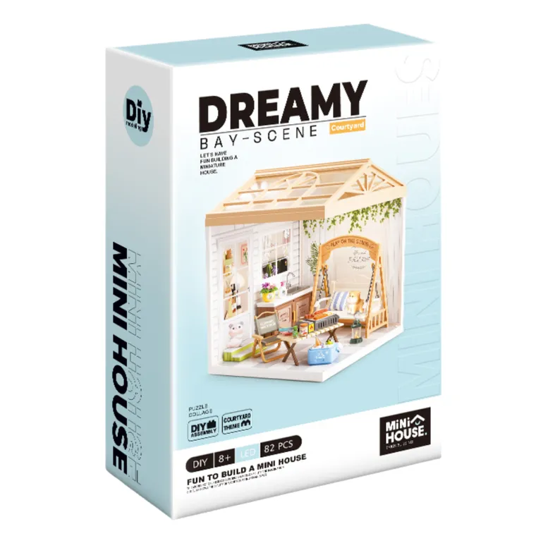 QBI, miniaturowy domek LED, wiejski ogród, puzzle 3D, 82 elementów