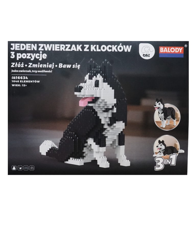 QBI, Pies Husky, 3w1, klocki konstrukcyjne, 1046 elementów