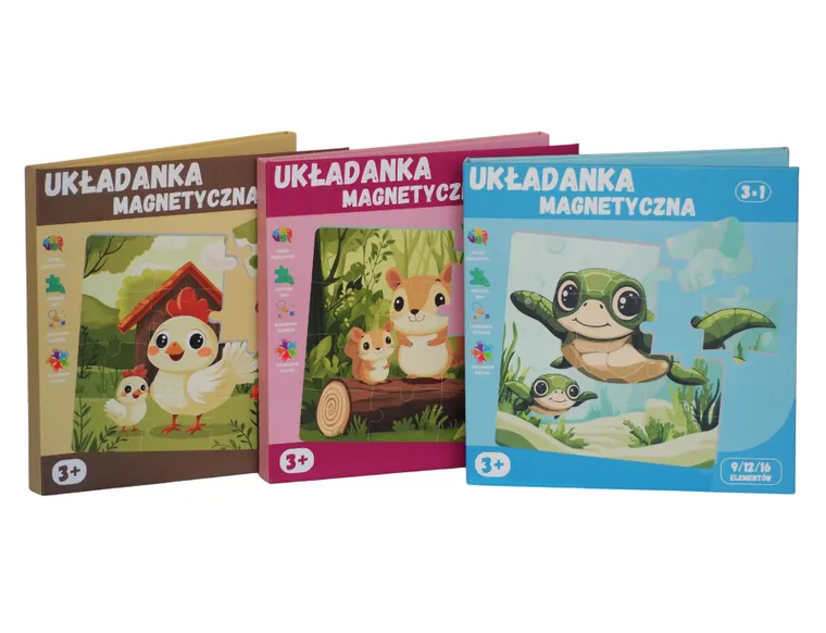 QBI, Zwierzęta morskie, puzzle magnetyczne, 9+12+16 elementów