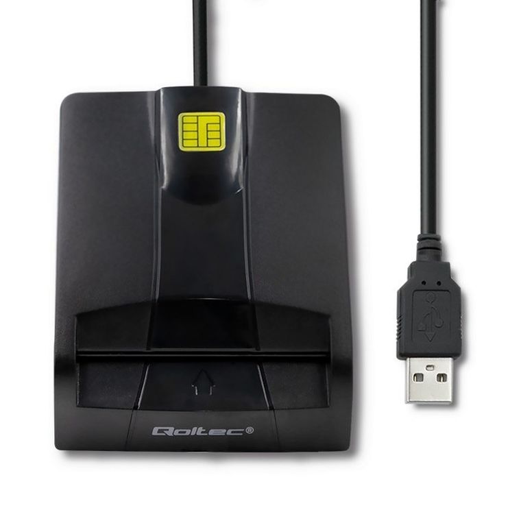 Qoltec, czytnik chipowych kart ID, inteligentny, SCR-0634, USB TYP C
