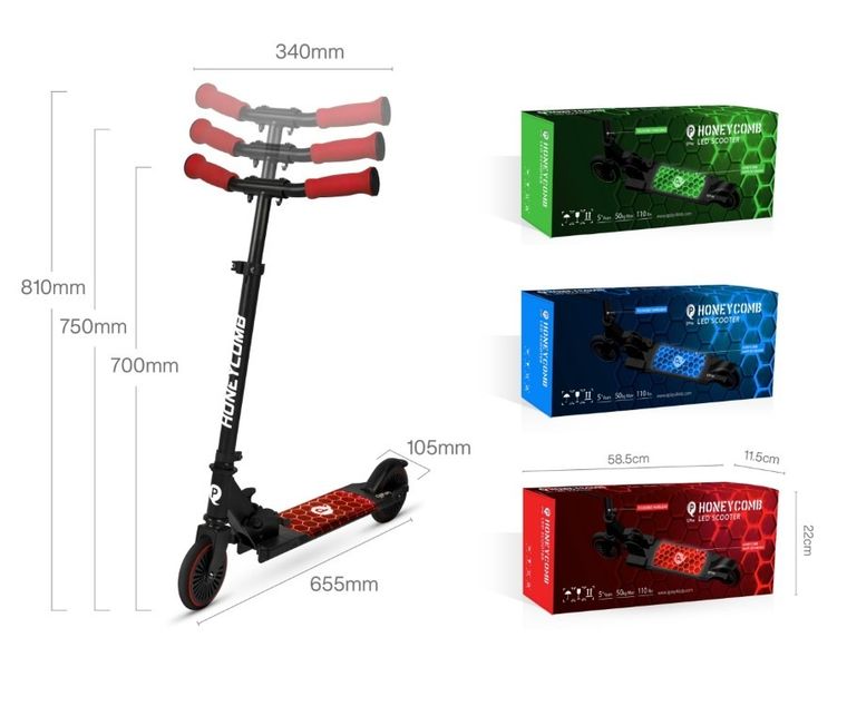 Qplay, Honeycomb, hulajnoga, Red