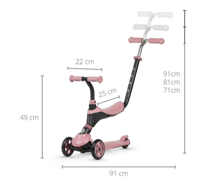 Qplay, Sema, hulajnoga 3w1, różowa