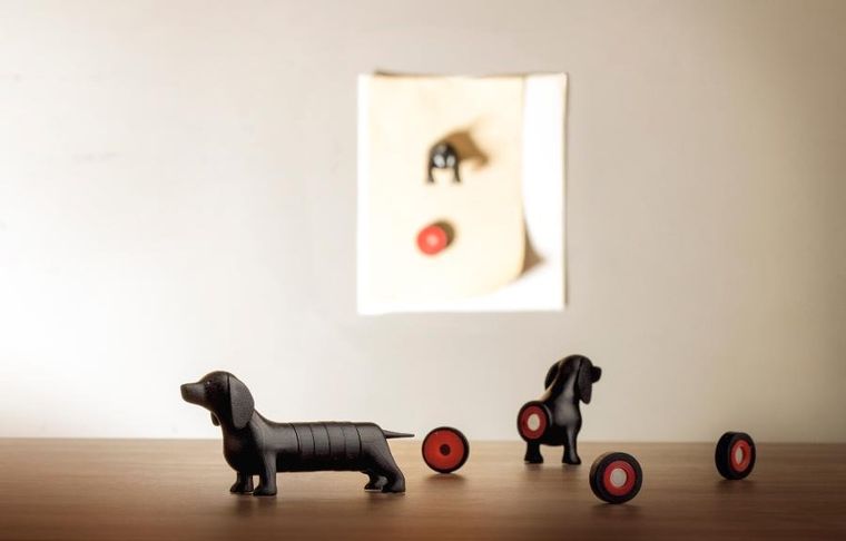 Qualy, magnes, Dachshund, pies, czarny