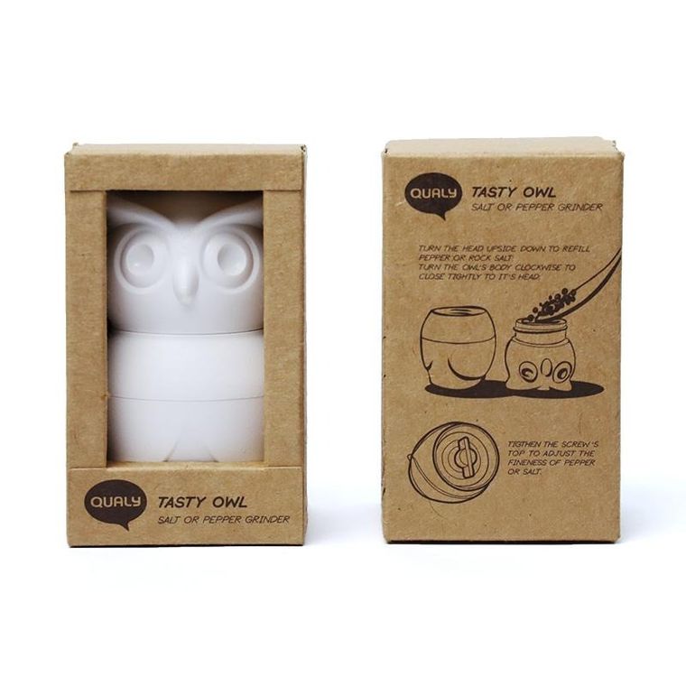 Qualy, Tasty Owl, młynek do soli i pieprzu, biały, 10251-W
