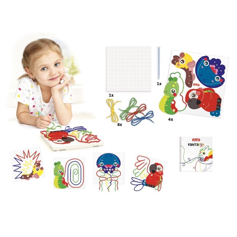 Quercetti, Fanta filo, wyszywanka, zestaw kreatywny, Zoo