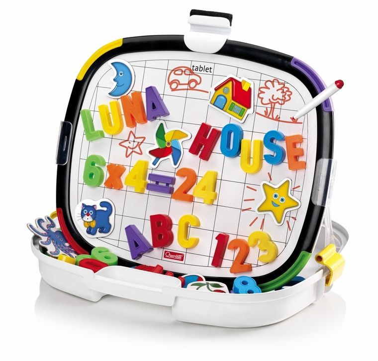 Quercetti, Tablica magnetyczna dwustronna Premium, zestaw edukacyjny, 124 elementy