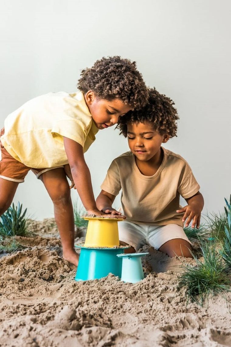 Quut, Alto, zestaw 3 foremek do piasku, wieża, Lagoon Green + Banana Blue