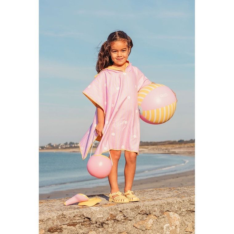 Quut, dwustronne poncho kąpielowe dla dzieci, Banana Pink