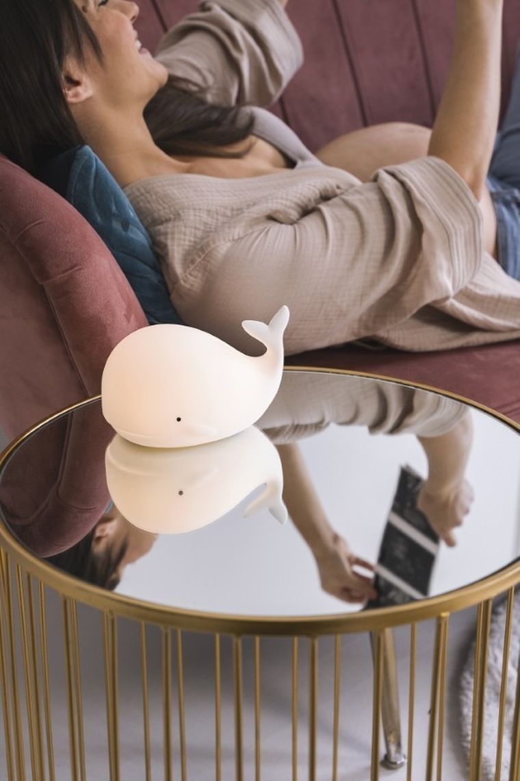 Rabbit & Friends, Wieloryb, lampka silikonowa z pilotem, biała