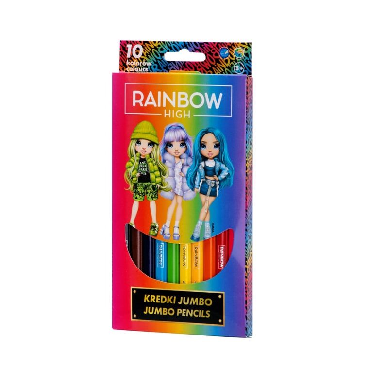Rainbow High, Jumbo, kredki ołówkowe trójkątne, 10 kolorów