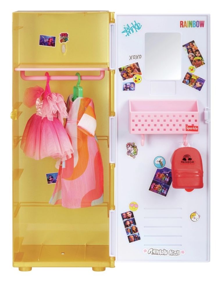 Rainbow High, Locker and Pinkly Paige, lalka modowa z szafą
