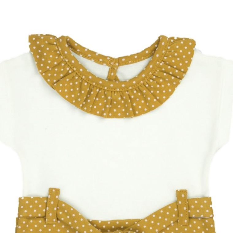 Rampers dziewczęcy, ecru, żółty, Nicol