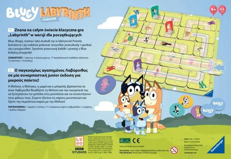 Ravensburger, Bluey, Labyrinth Junior, gra familijna