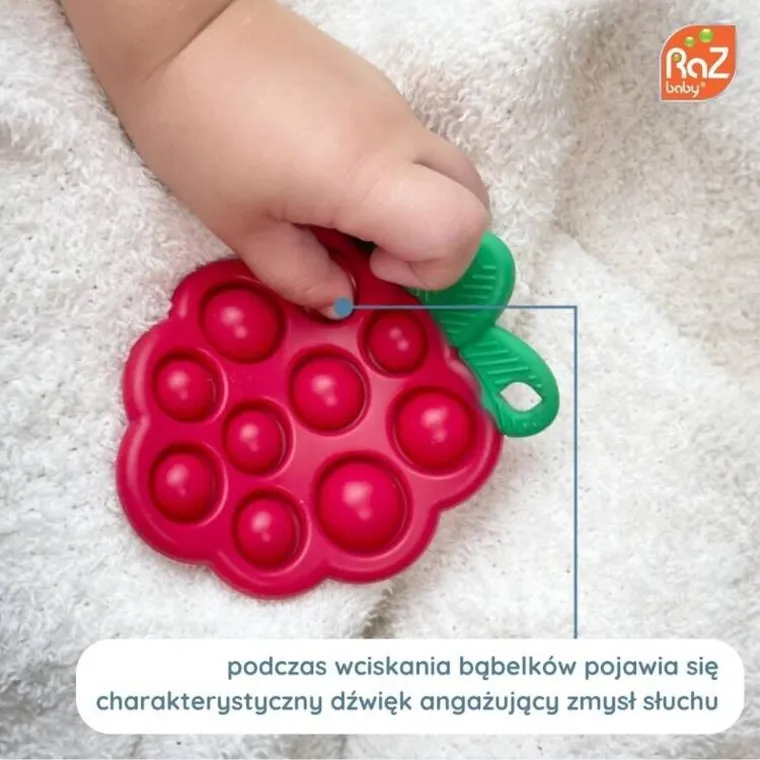 RazBaby, Pop it, Soczysta Malina, gryzak silikonowy, sensoryczny