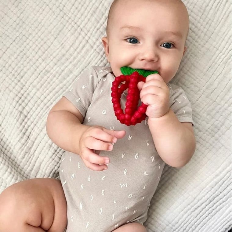 RazBaby, Soczysta Malina z listkami, gryzak silikonowy