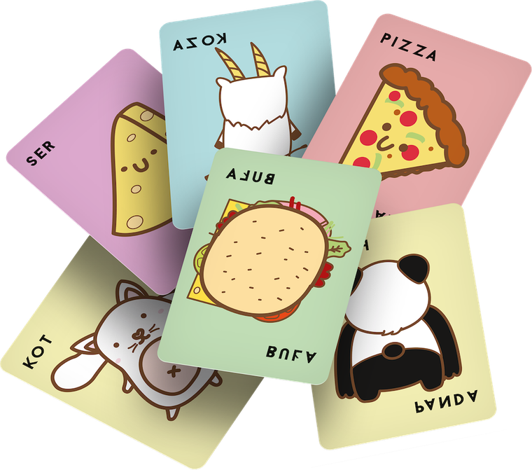 Rebel, Buła, Kot, Koza, Ser, Pizza - Na opak, gra karciana