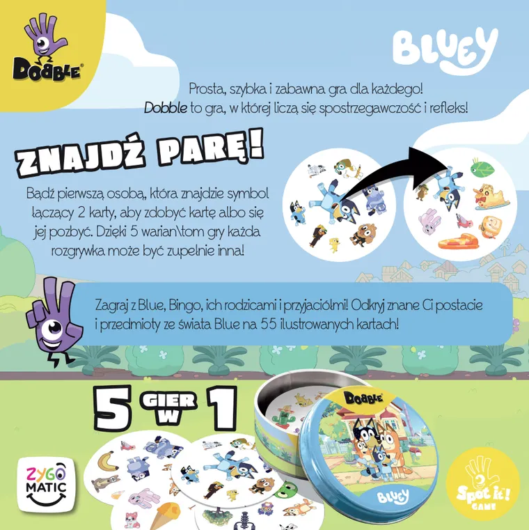 Rebel, Dobble, Bluey, gra familijna