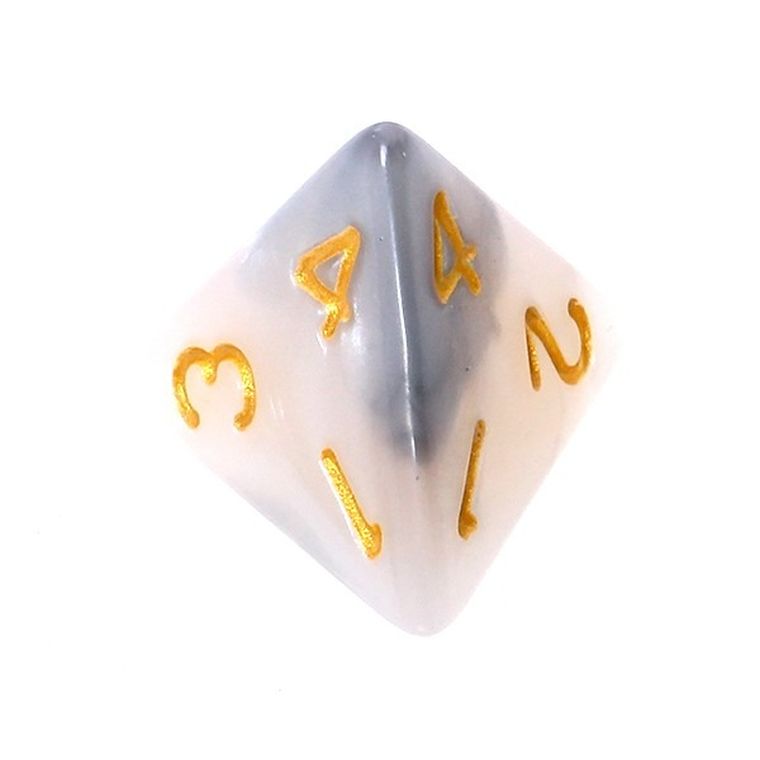 Rebel, komplet kości RPG, dwukolorowe, stalowo-białe, złote cyfry