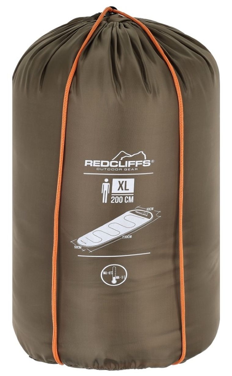 Redcliffs, śpiwór turystyczny mumia XXL, khaki, 230-80/50 cm