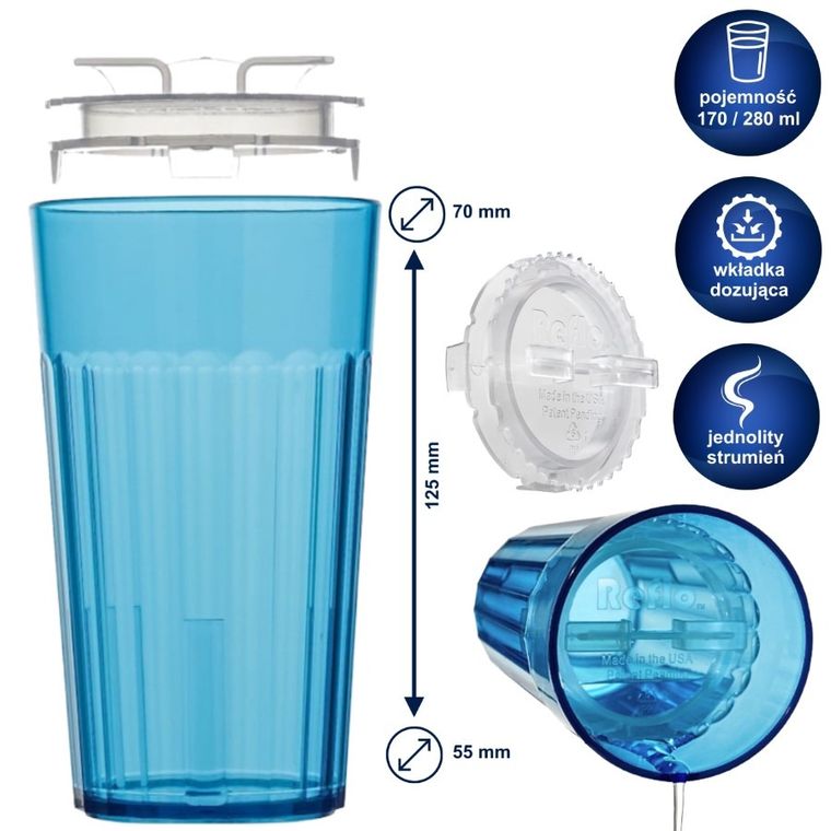 Reflo, kubek do nauki picia, niebieski, 280 ml