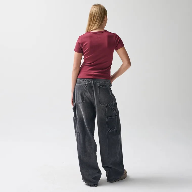 Regulowane grafitowe jeansy unisex o kroju super baggy NOWEAR