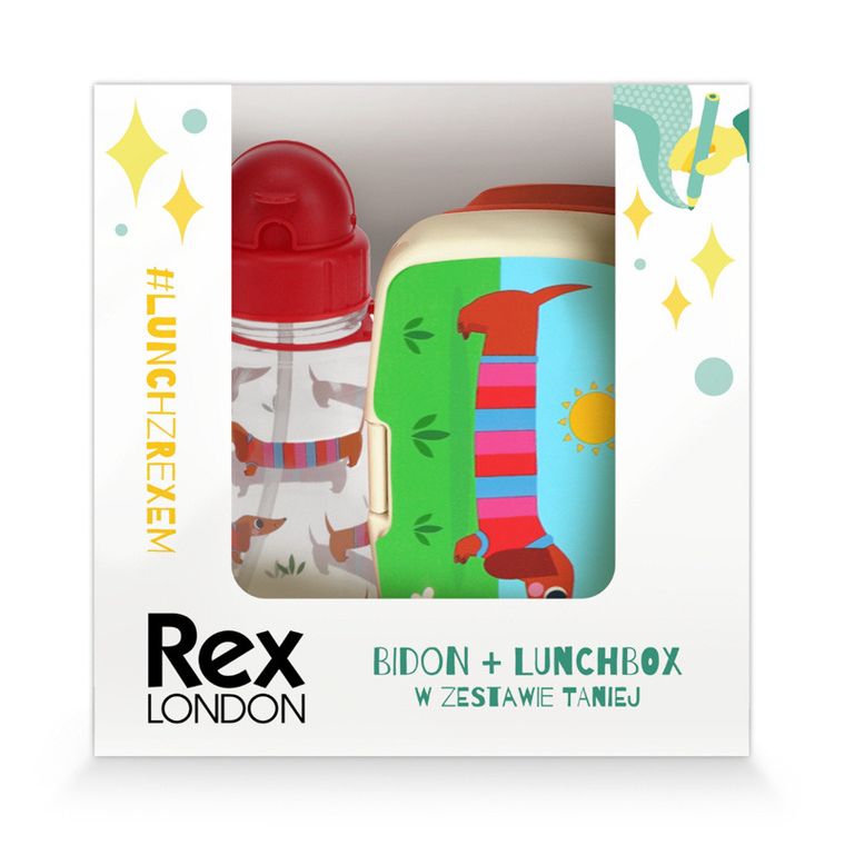 Rex London, Jamniki, lunchbox i bidon, zestaw