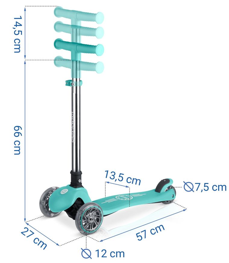 Ricokids, Glow, hulajnoga 3-kołowa, balansowa, świecąca w ciemności, turkusowa