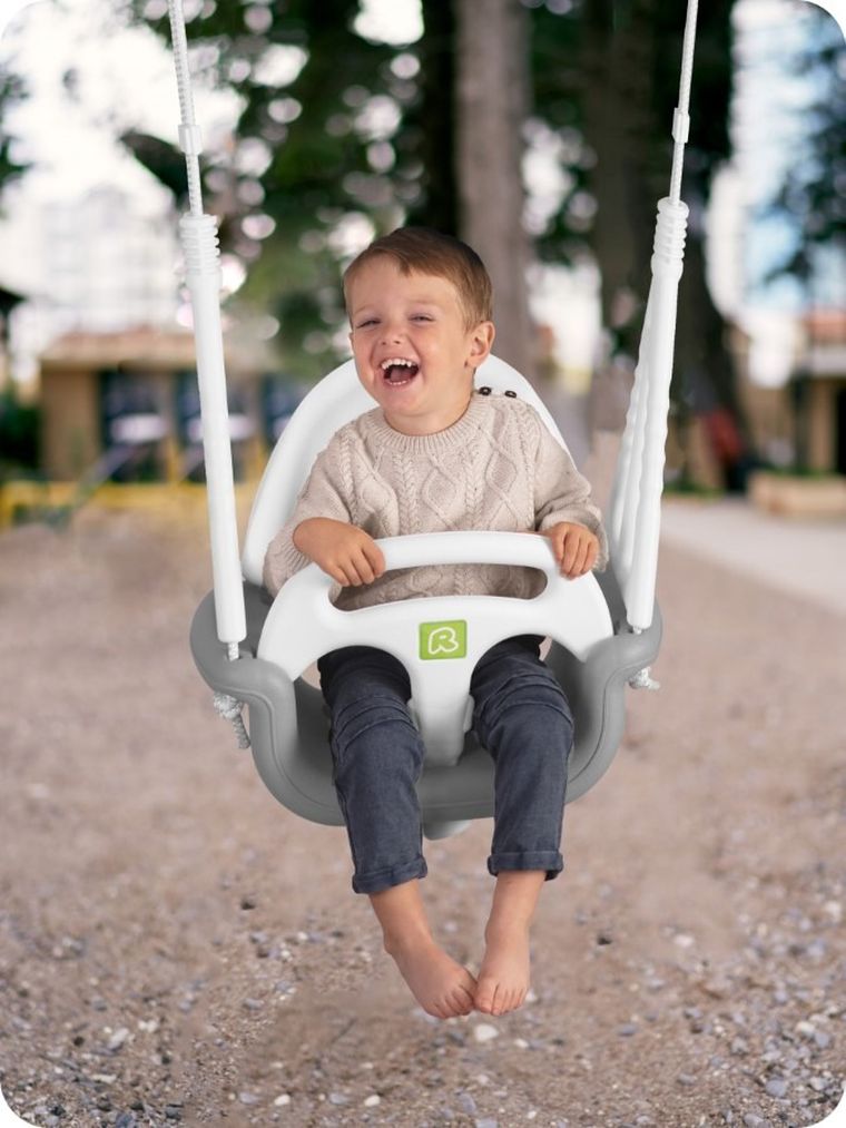 Ricokids, huśtawka kubełkowa, 3w1, szaro-biała